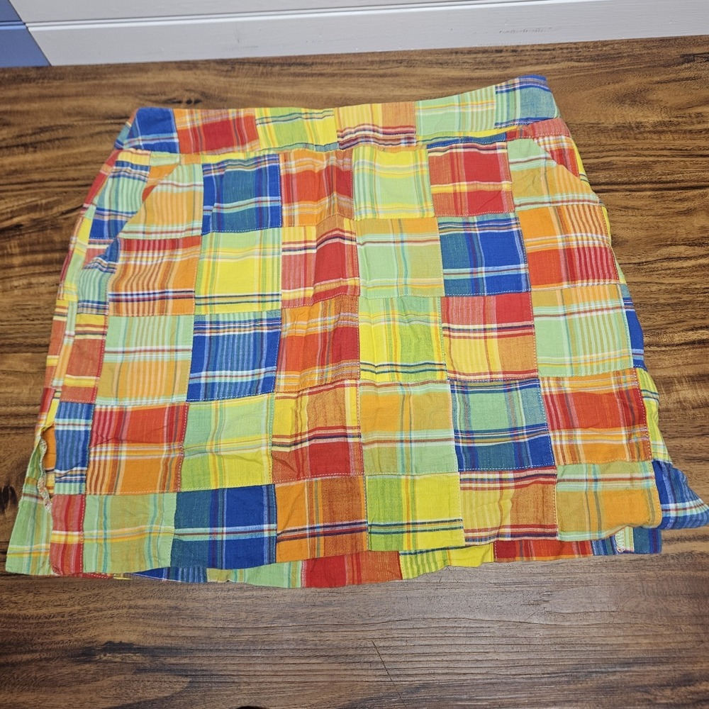 Loudmouth Golf Skort Womens 6 Multicolor Patchwork Plaid Pockets Side Zip Skirt